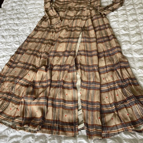 RARE AFRM plaid with hearts open slit midi dress - Picture 7 of 9